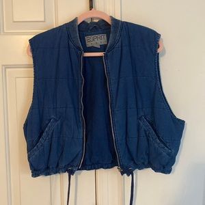 Cropped denim vest